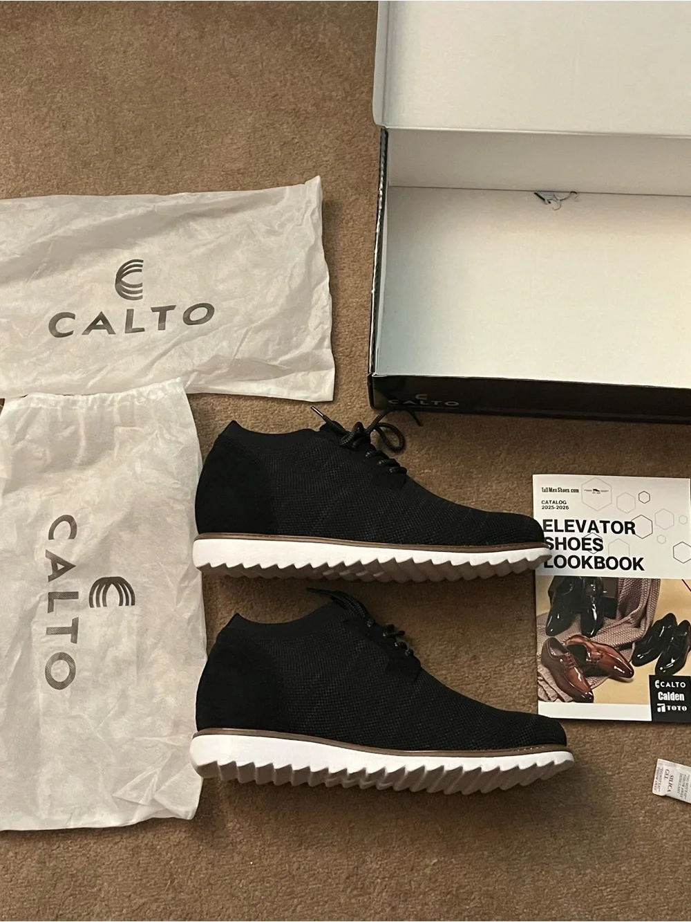 Men’s Charcoal Grey Calto J1504 3.2” Elevation/Platform Sneakers
